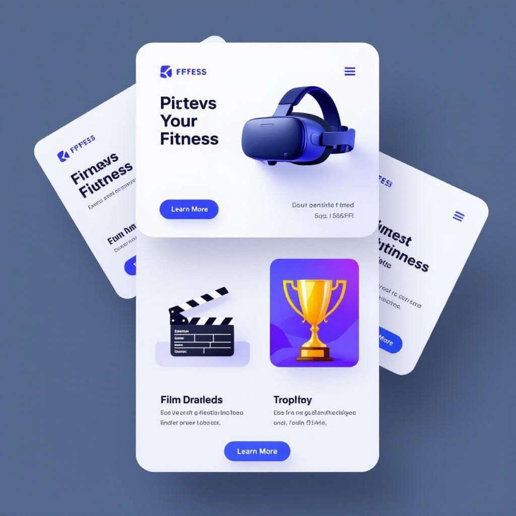 Modern Fitness UI Cards with Geometric Icons