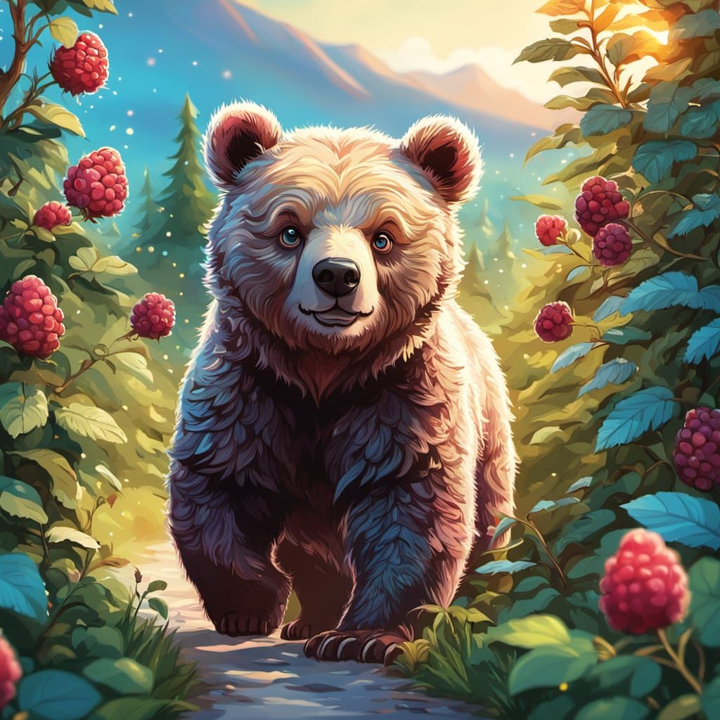 Clumsy Bear Cub in DreamWorks Cartoon Style