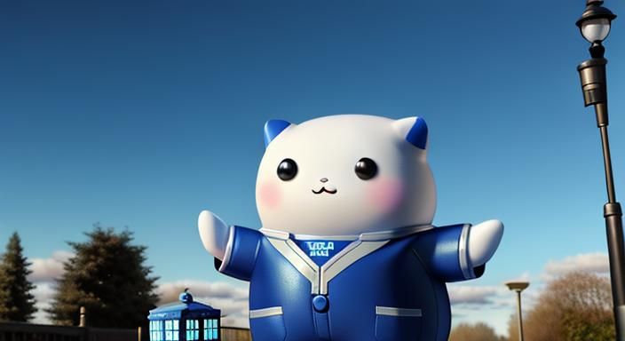 Adorable Adipose Character with TARDIS Background