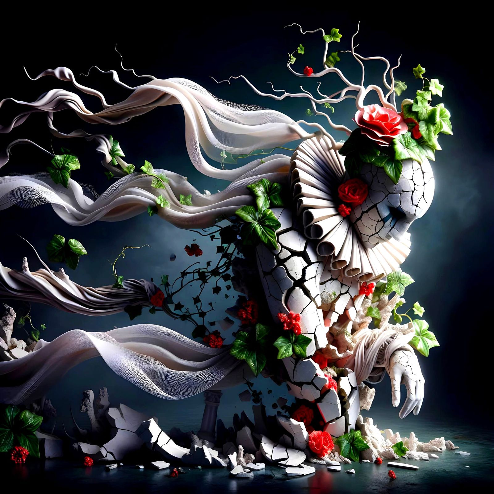 Coral Harlequin Sculpture in Abyssal Purgatory