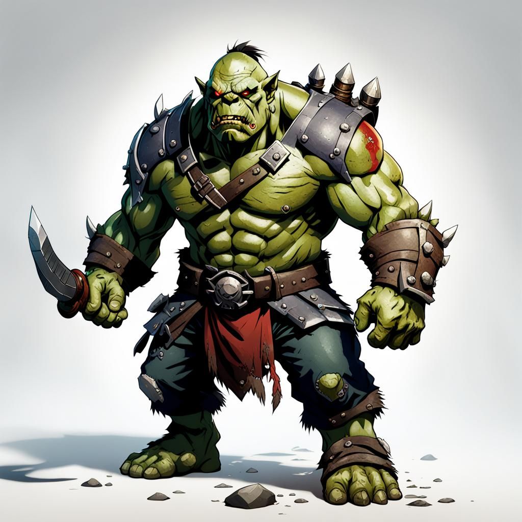 Cel-Shaded Orc Grunt in Anime Style