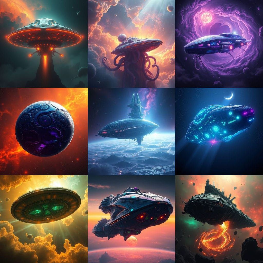 Surreal Alien Mother Ship in Vibrant Fantasy Art