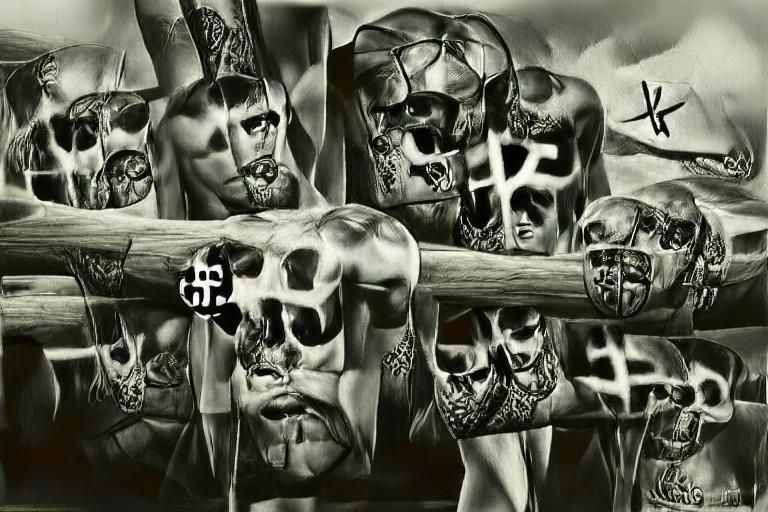 Crucified Skulls in Film Noir Style