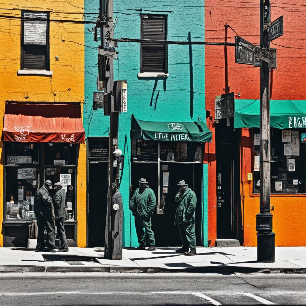 Street Corner Scene in Abstract Style