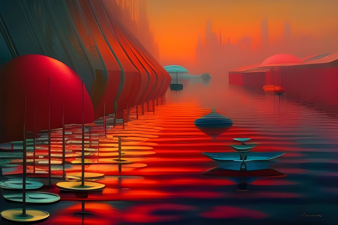 Thriving Submarine City in Steamnouveau Style