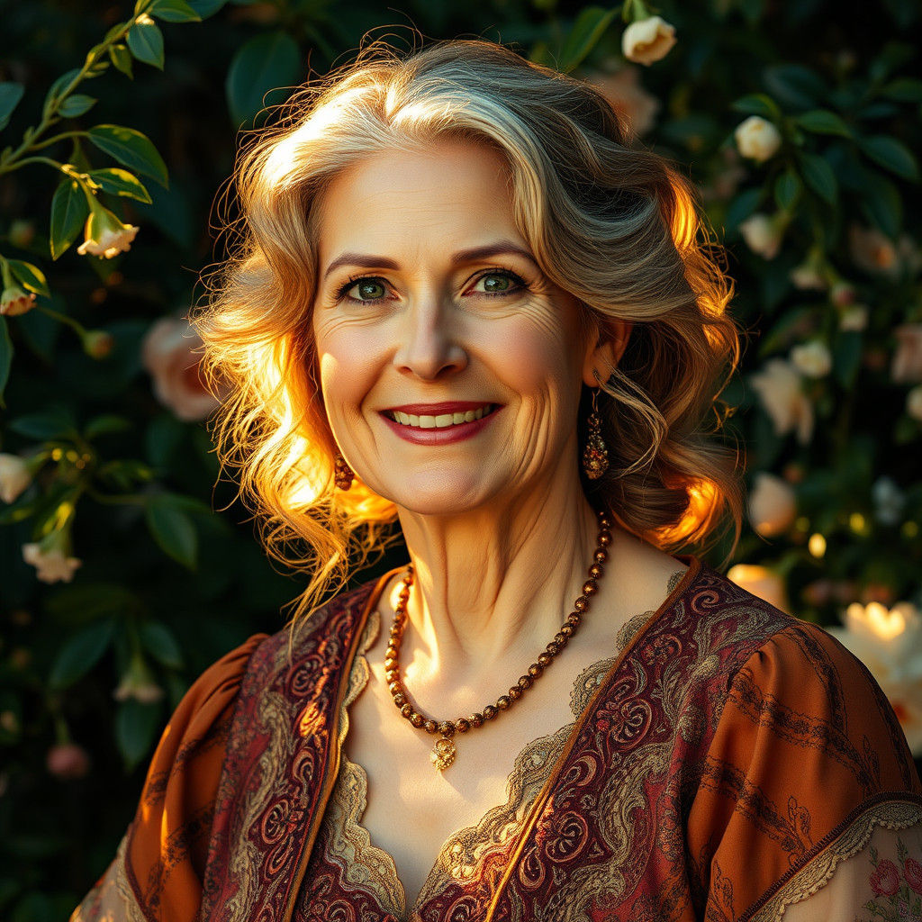 Elegant Woman in Pre-Raphaelite Style Portrait