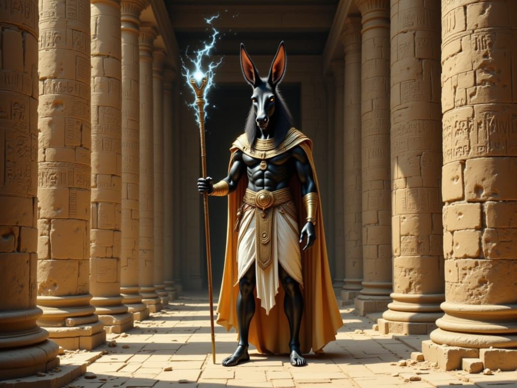 Egyptian God Set in Impressionistic Oil Painting