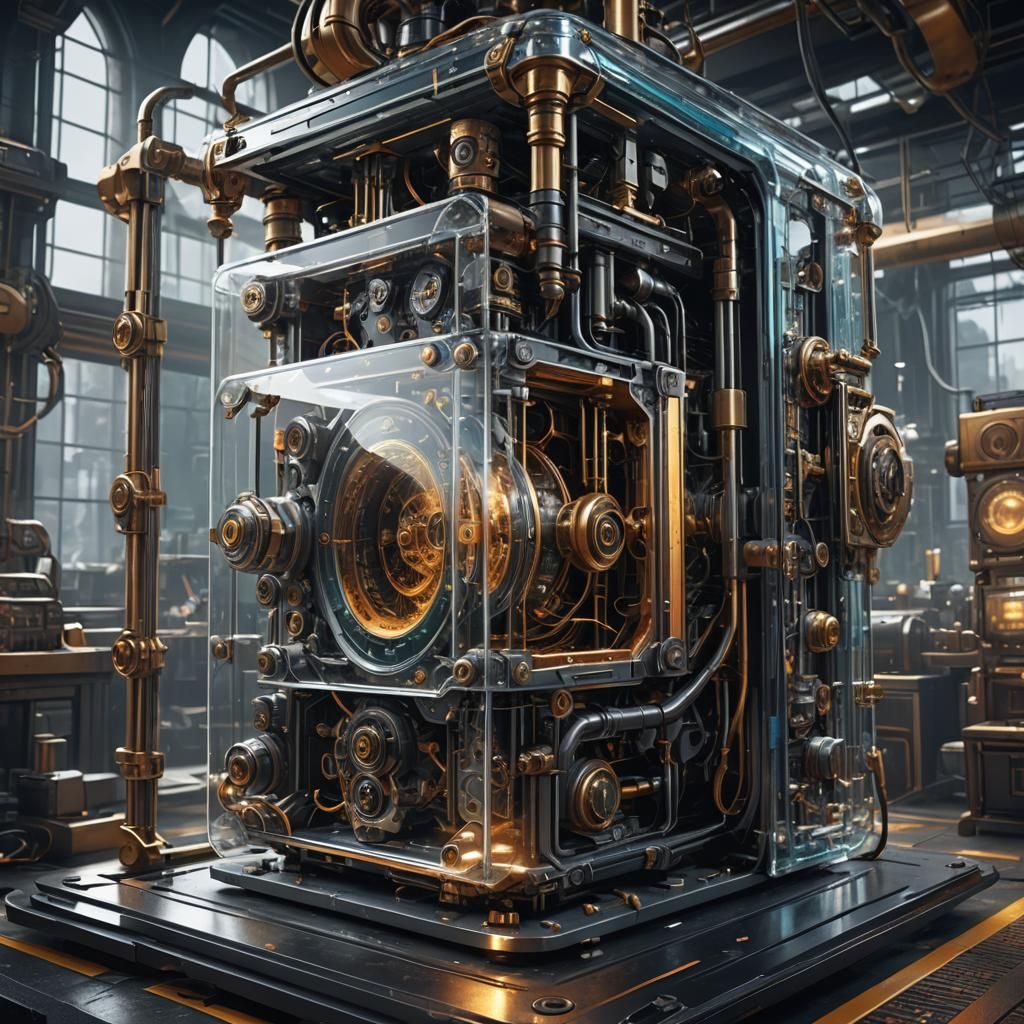 Intricate Glass Machine: Detailed Matte Painting