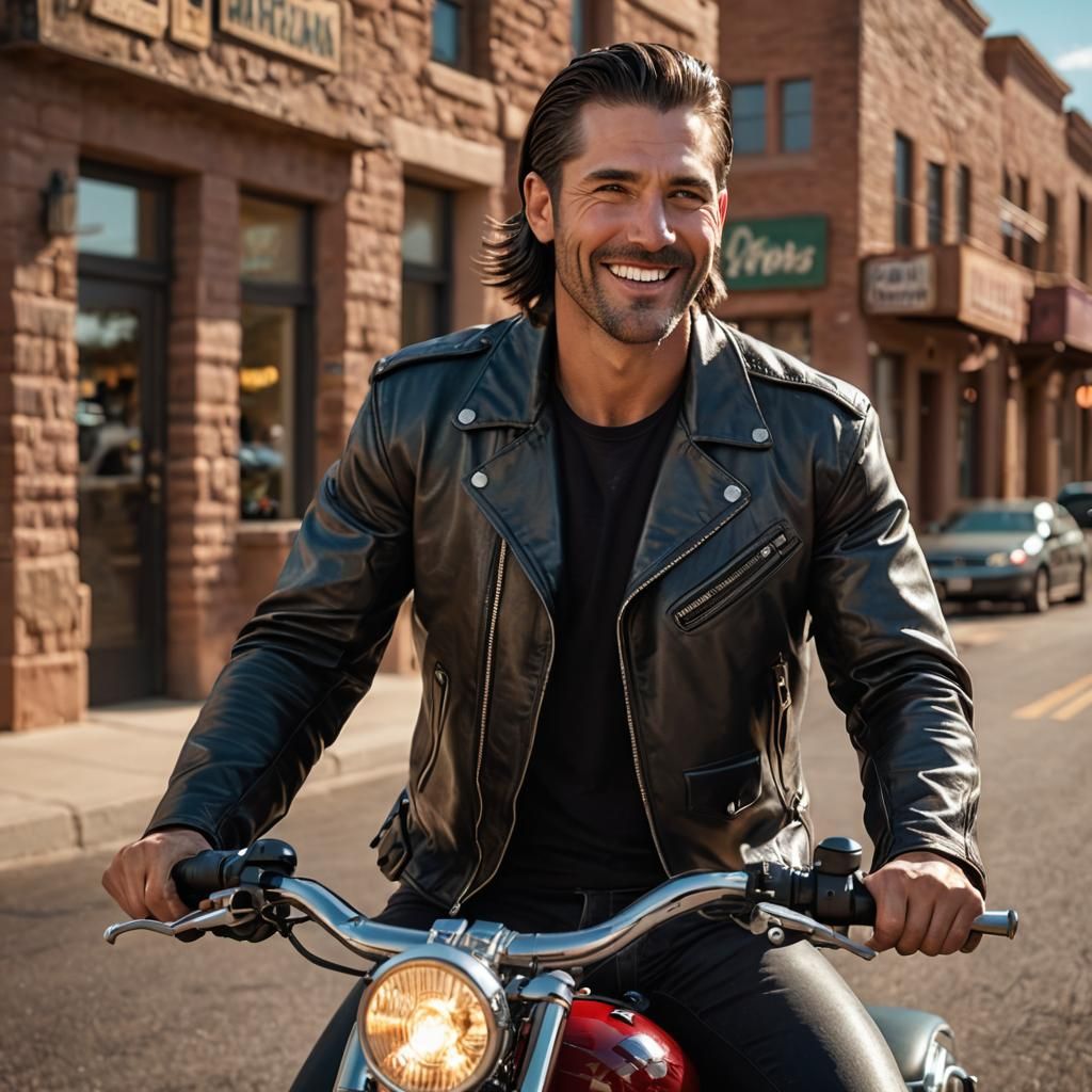 Man on Motorcycle in Arizona, Detailed Octane Render