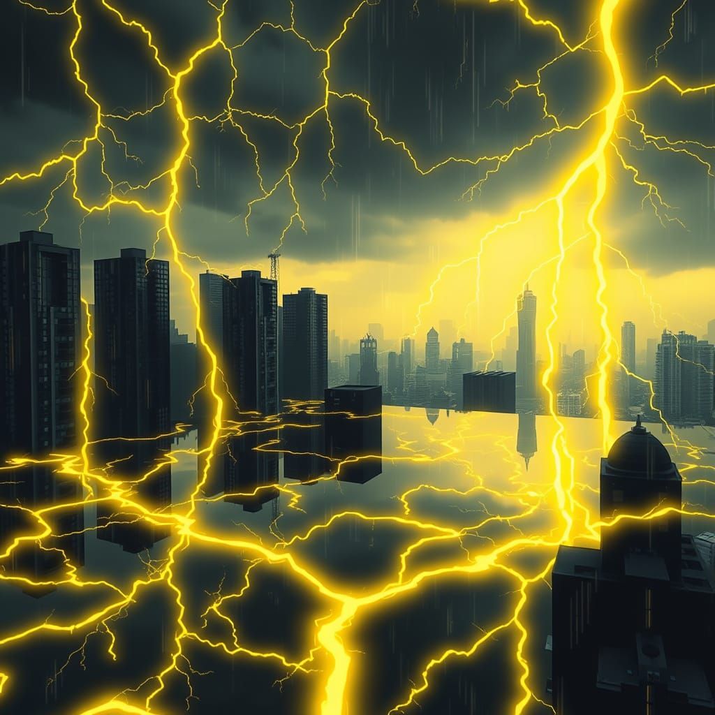 Infinite Mirror Reflects Storm in 90s Fractal Art