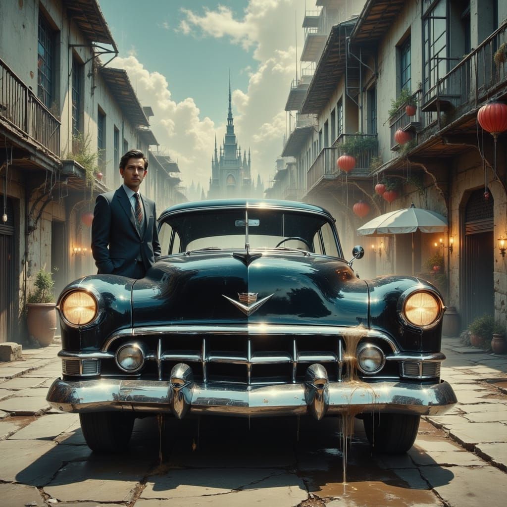 1950s Businessmen with Cadillac Car