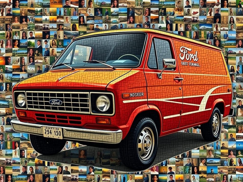 Vintage Van Mosaic Made of Tiny Photos