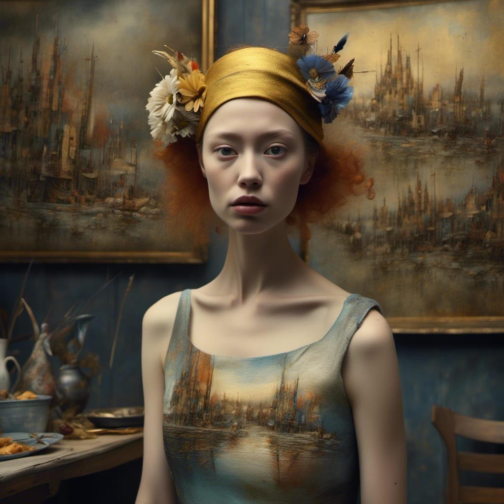 Abstract Blending Cycles with Gold Accents