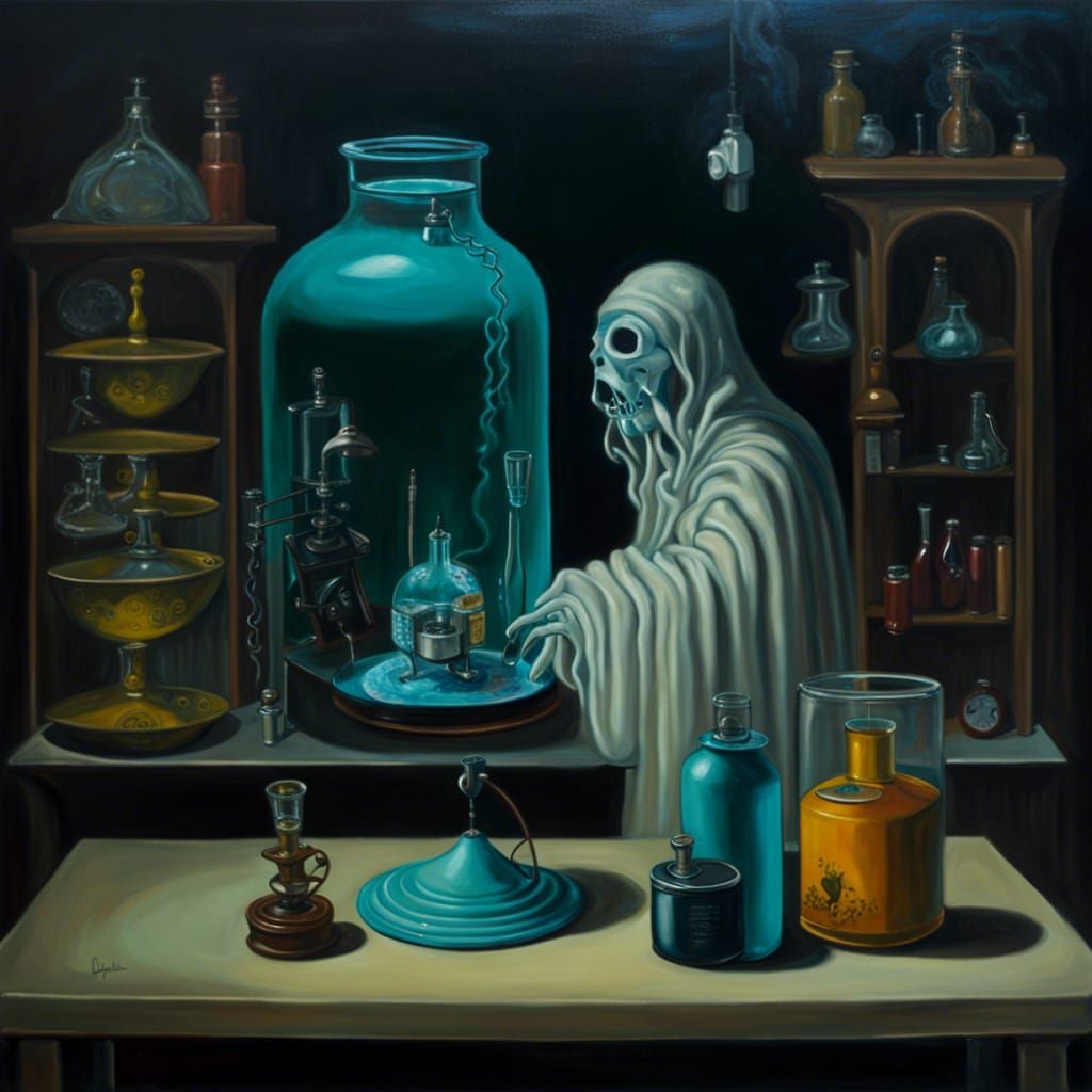 Surreal Ghost in Lab, Oil Painting