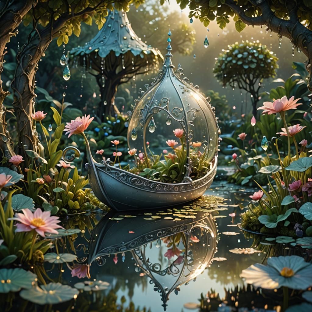 Fairytale Garden with Pixie in Rococo Style