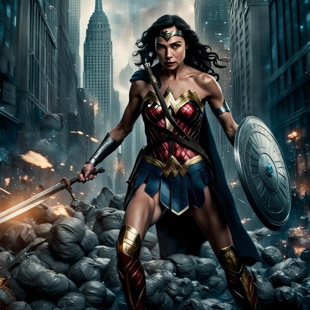 Wonder Woman Bank Heist: Cinematic Digital Art