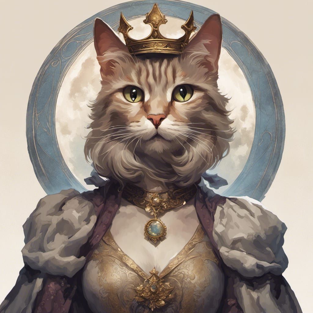 Cat in Crown: Romantic Medieval Portrait