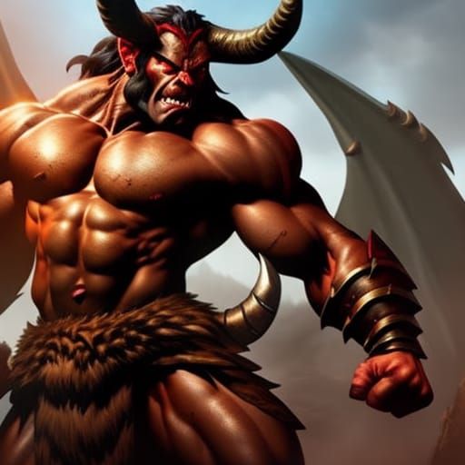 Fierce Minotaur Barbarian in Hyperrealistic 4K
