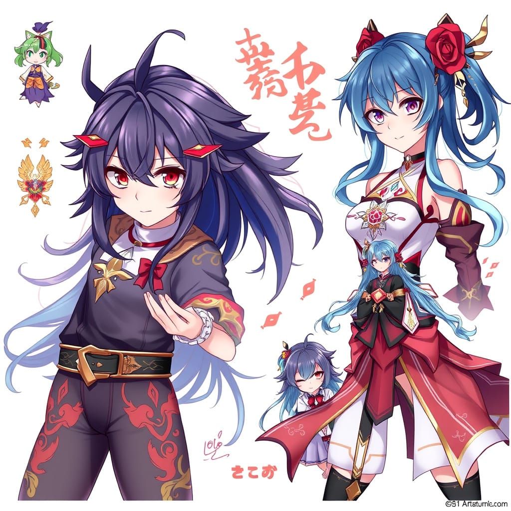 Vibrant Anime Character Concept Art in Hyper-Realistic 3D St...