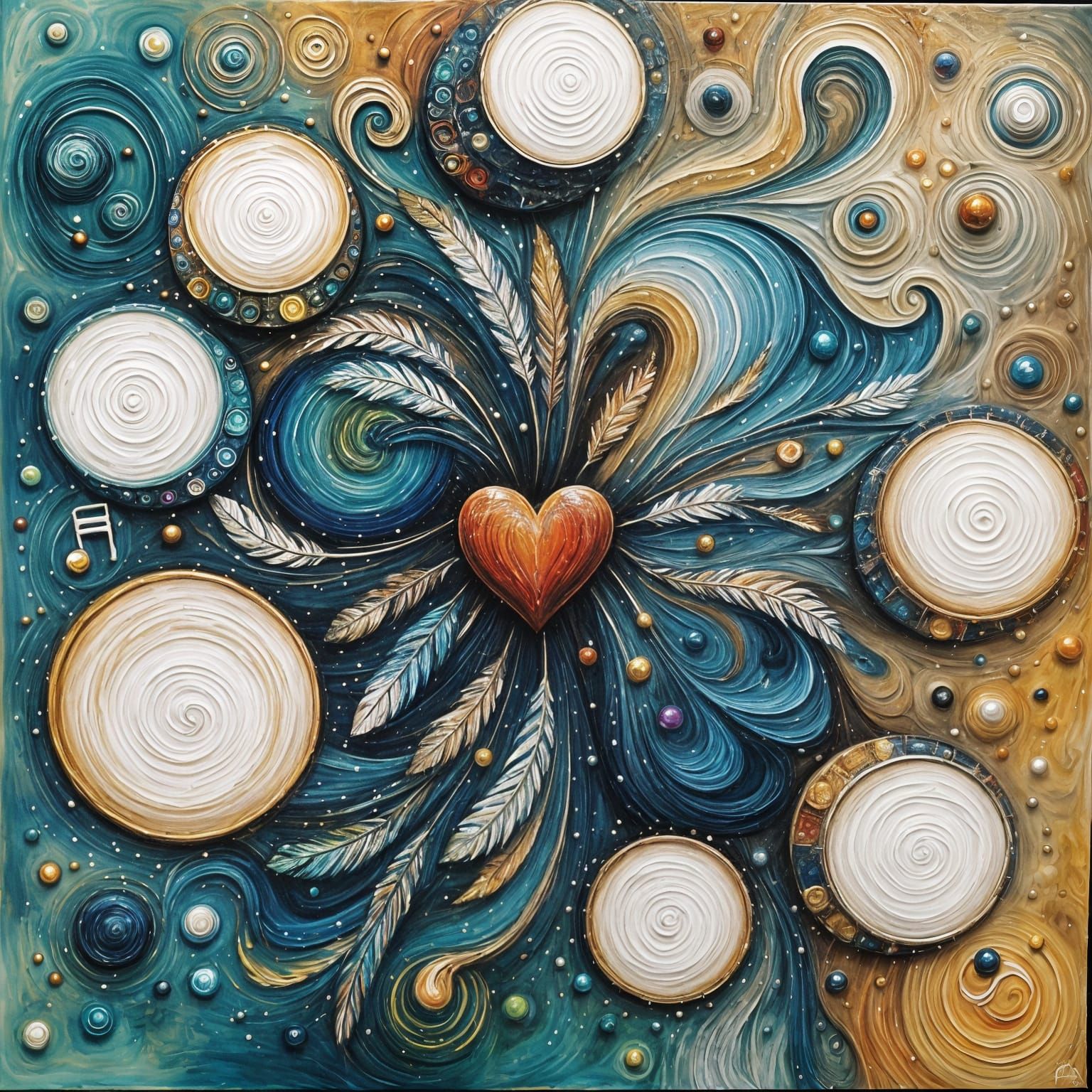 Vibrant Drum Circle Bonding in Impressionistic Style