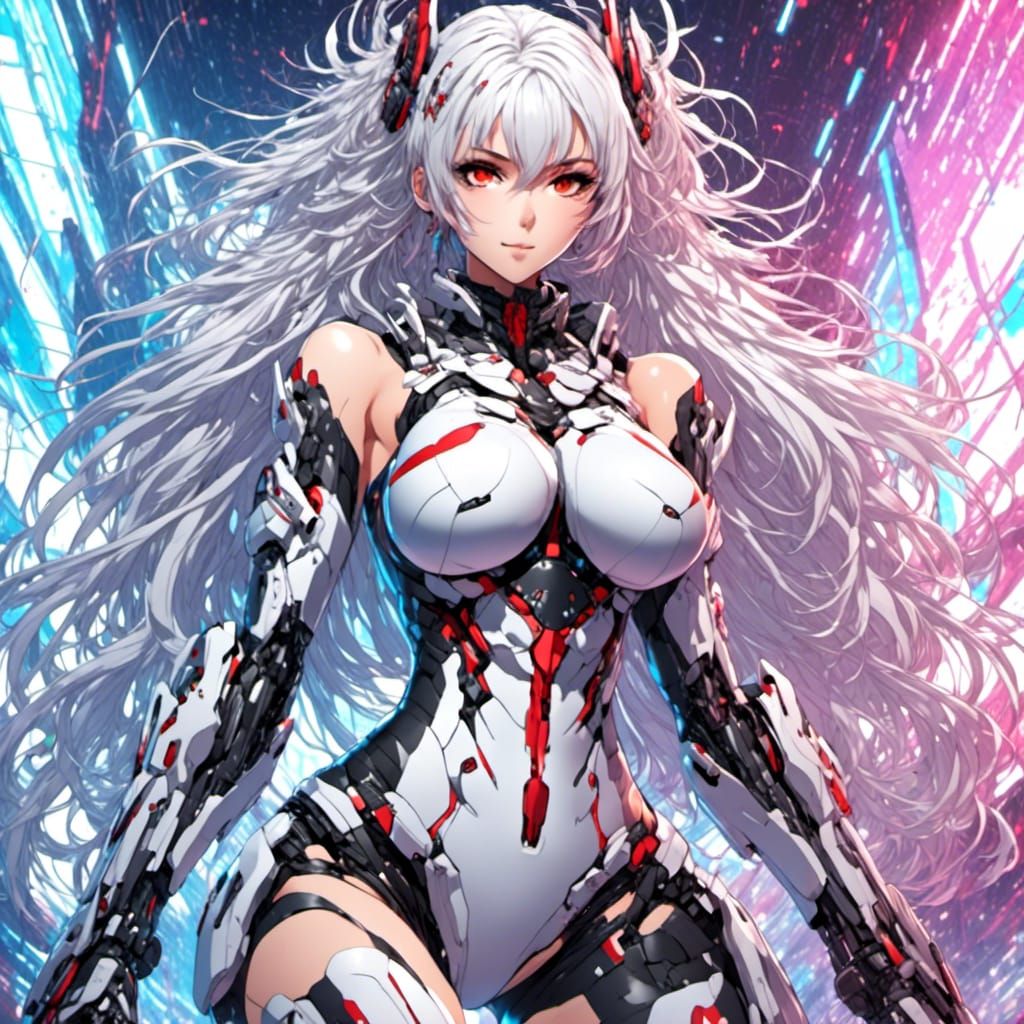 Anime Cyborg Girl in Futuristic Lab