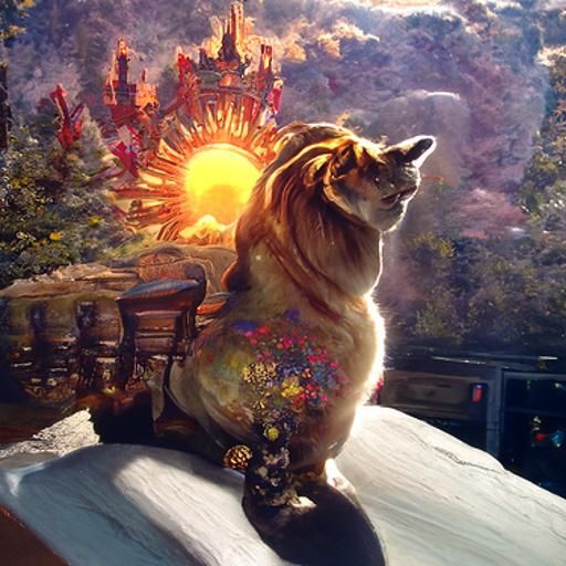 Majestic Golden Cat in Ethereal Fantasy Style