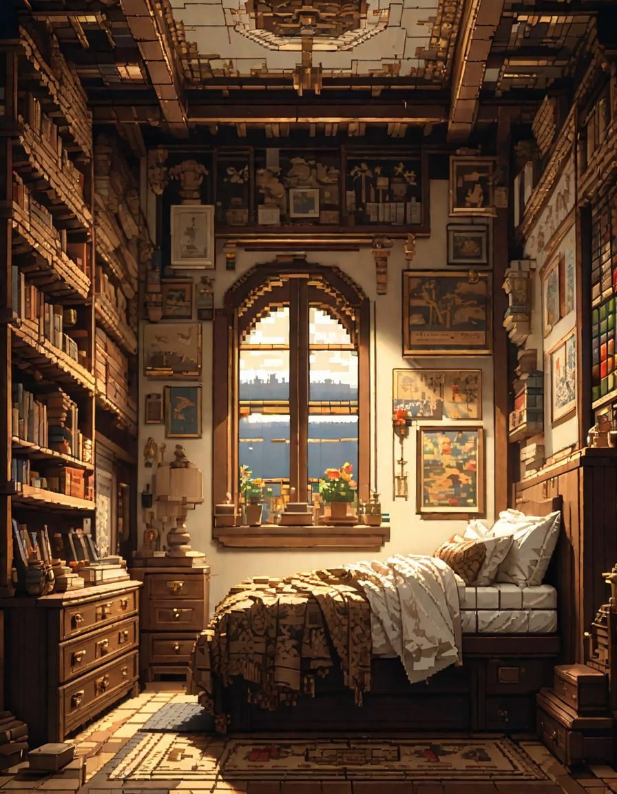 Cozy Medieval Bedroom in Pixel Art Style