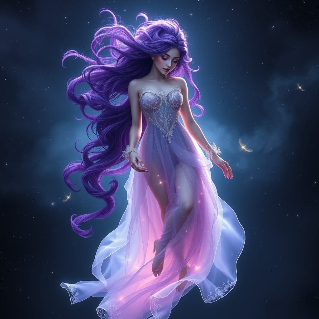 Mystical Princess in Ethereal Starless Void