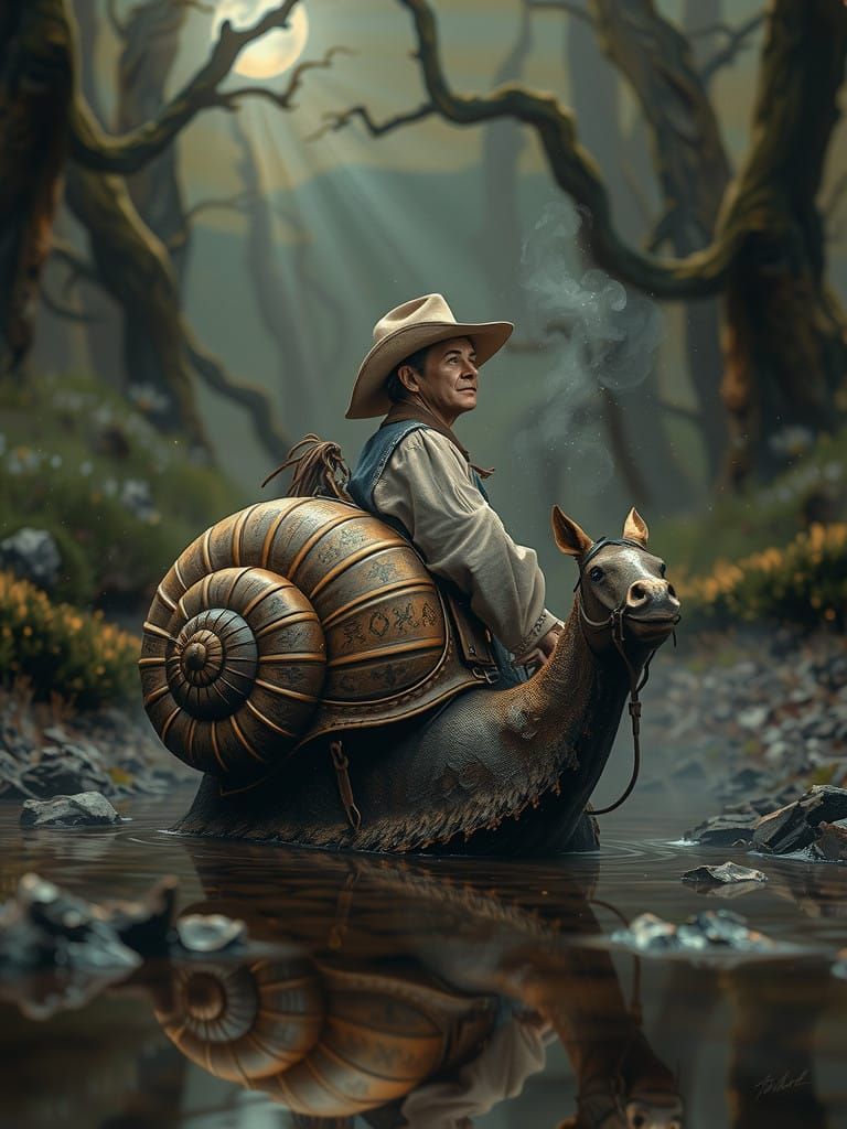 Cowboy Rides into Sunset