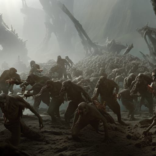 Grotesque Zombie Horde Digital Matte Painting