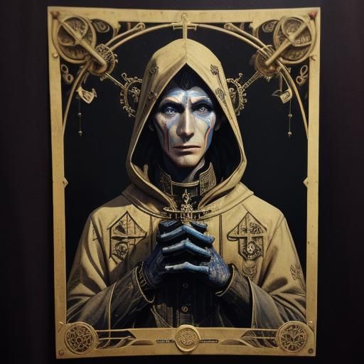 Surreal Steampunk Cult Ritual in Stone Temple