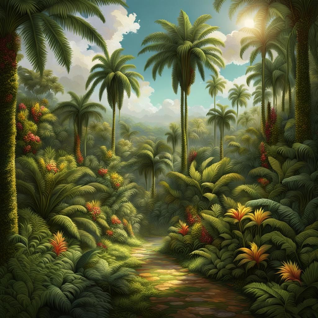 Tropical Garden Digital Matte Painting