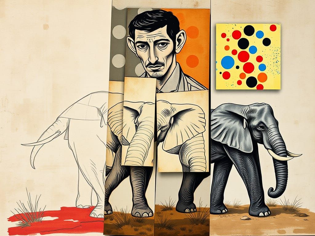 Duality of Elephant Forms in Fragmented Art