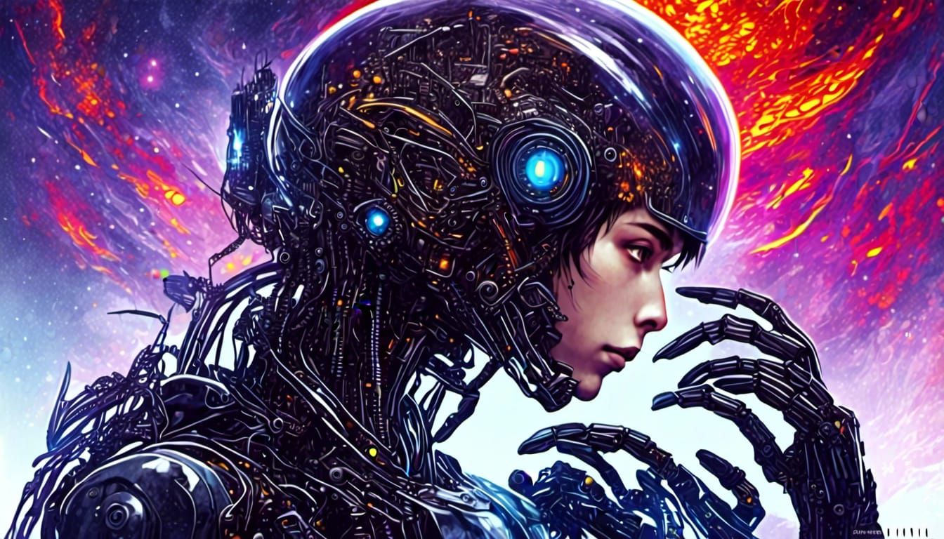 Robotic Human in Sci-Fi Anime Style