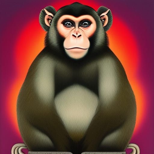 Playful Fat Monkey Character Illustration