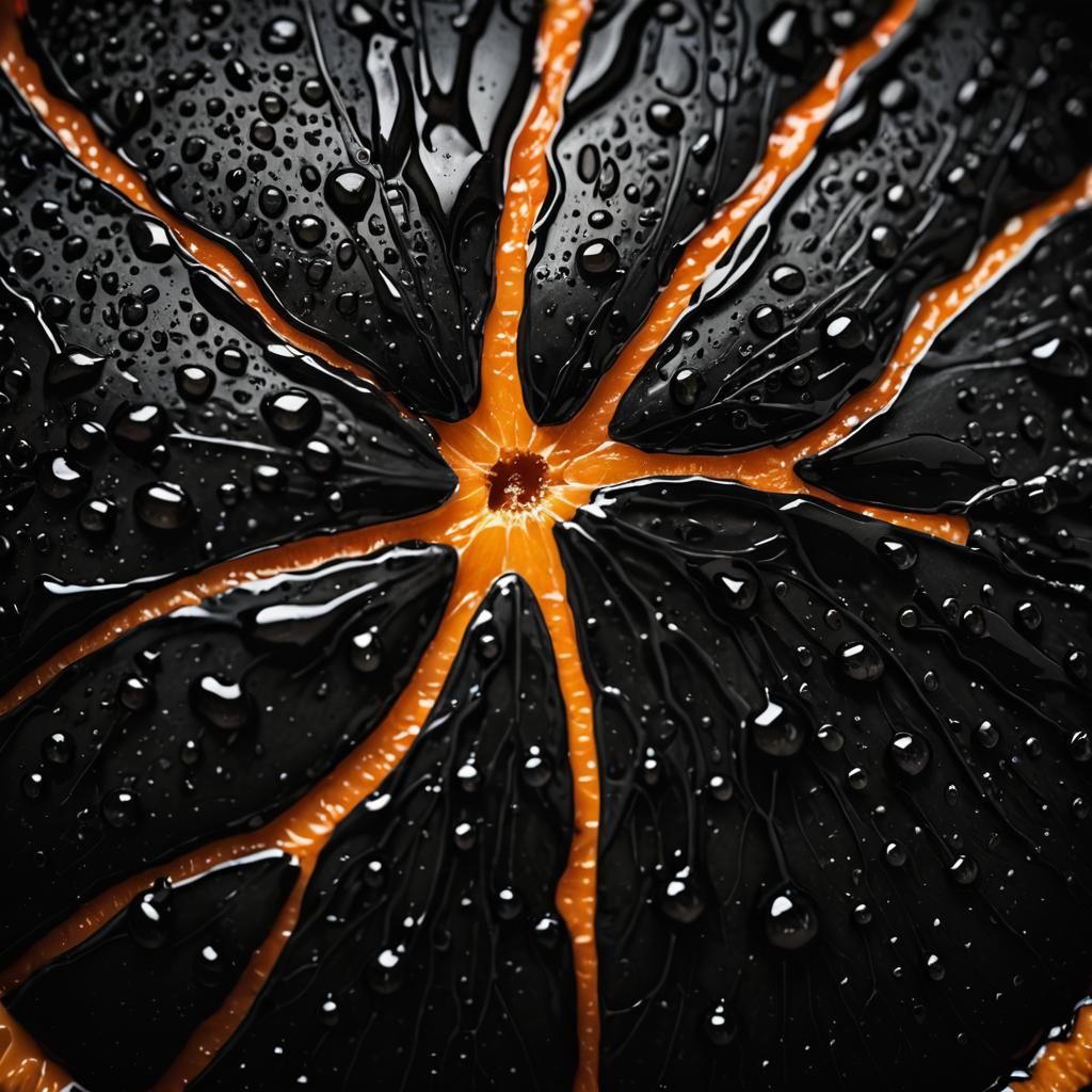 Monochromatic Black Orange Slice Macro Photography