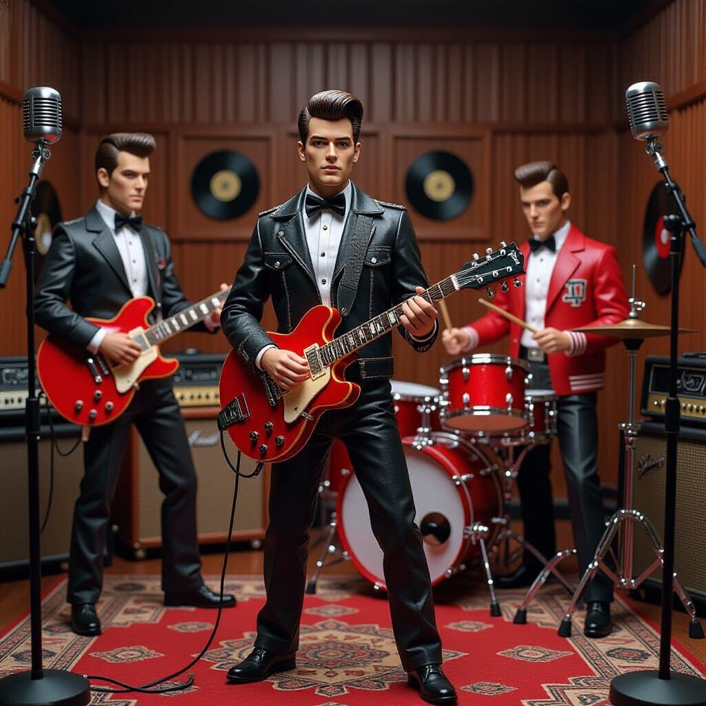 1950s Rock Band with Wax Museum Aesthetic