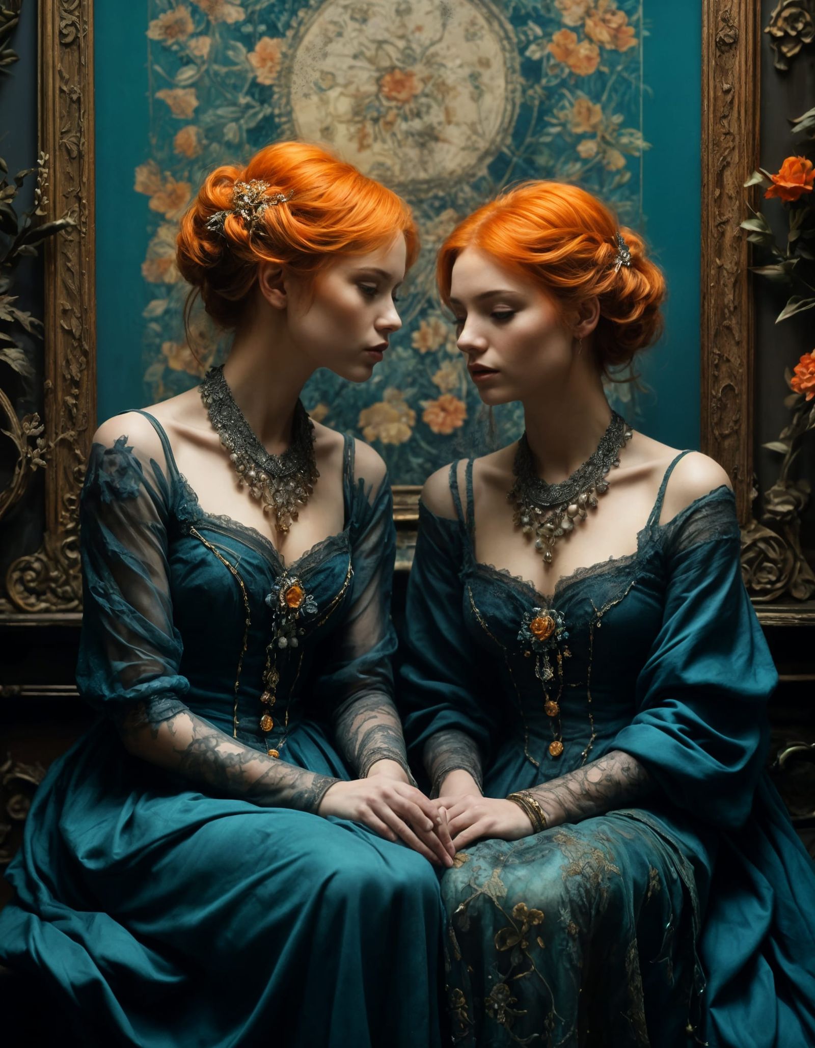 Whispering Sisters in Dreamy Surreal Portrait