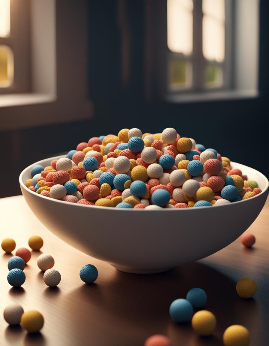 Cereal Bowl Filled with Miniature Volleyballs