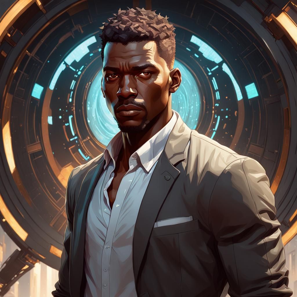 Intense Portrait of Young Astrophysicist, Digital Art