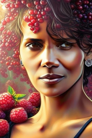 Halle Berry Portrait with Berry Bounty