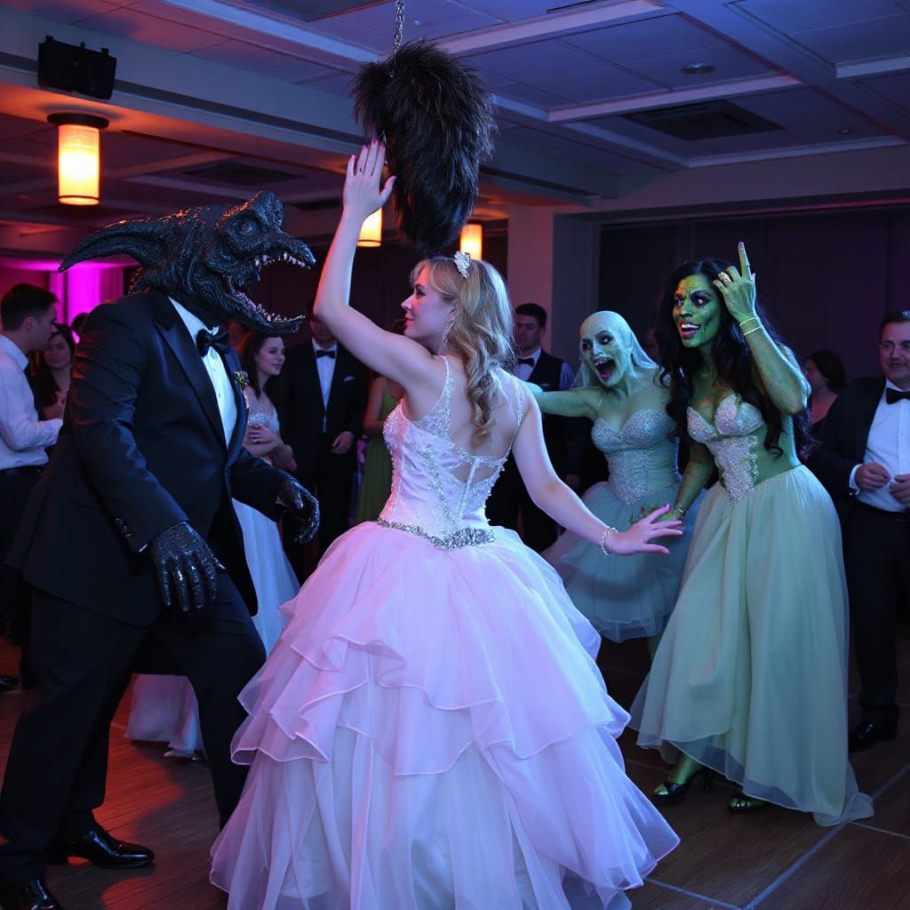 Van Helsing Fights Monsters at Prom in Dresses