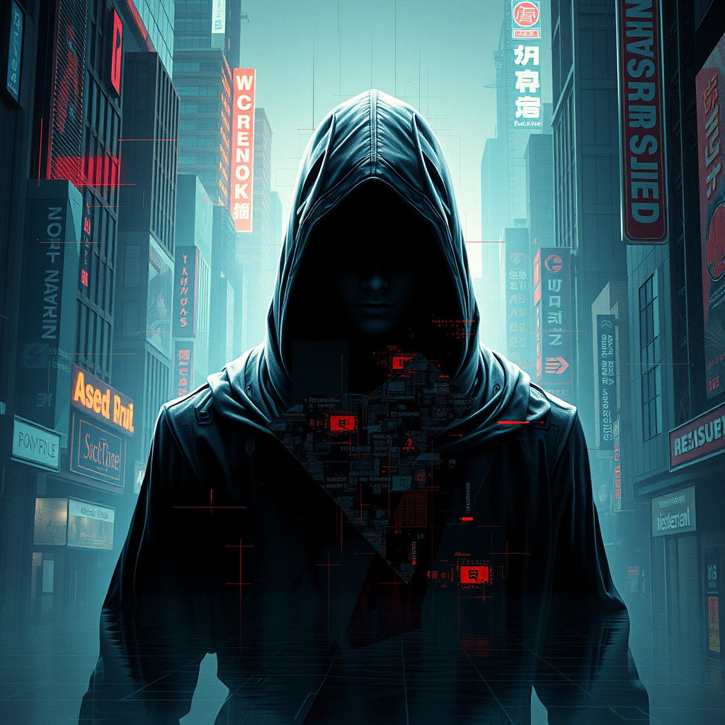 Портрет ассасина в стиле киберпанк