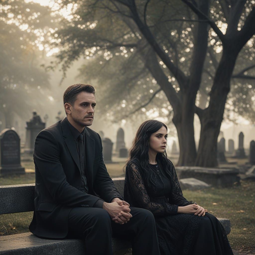 In the quiet stillness of the night, a gothic father and got...