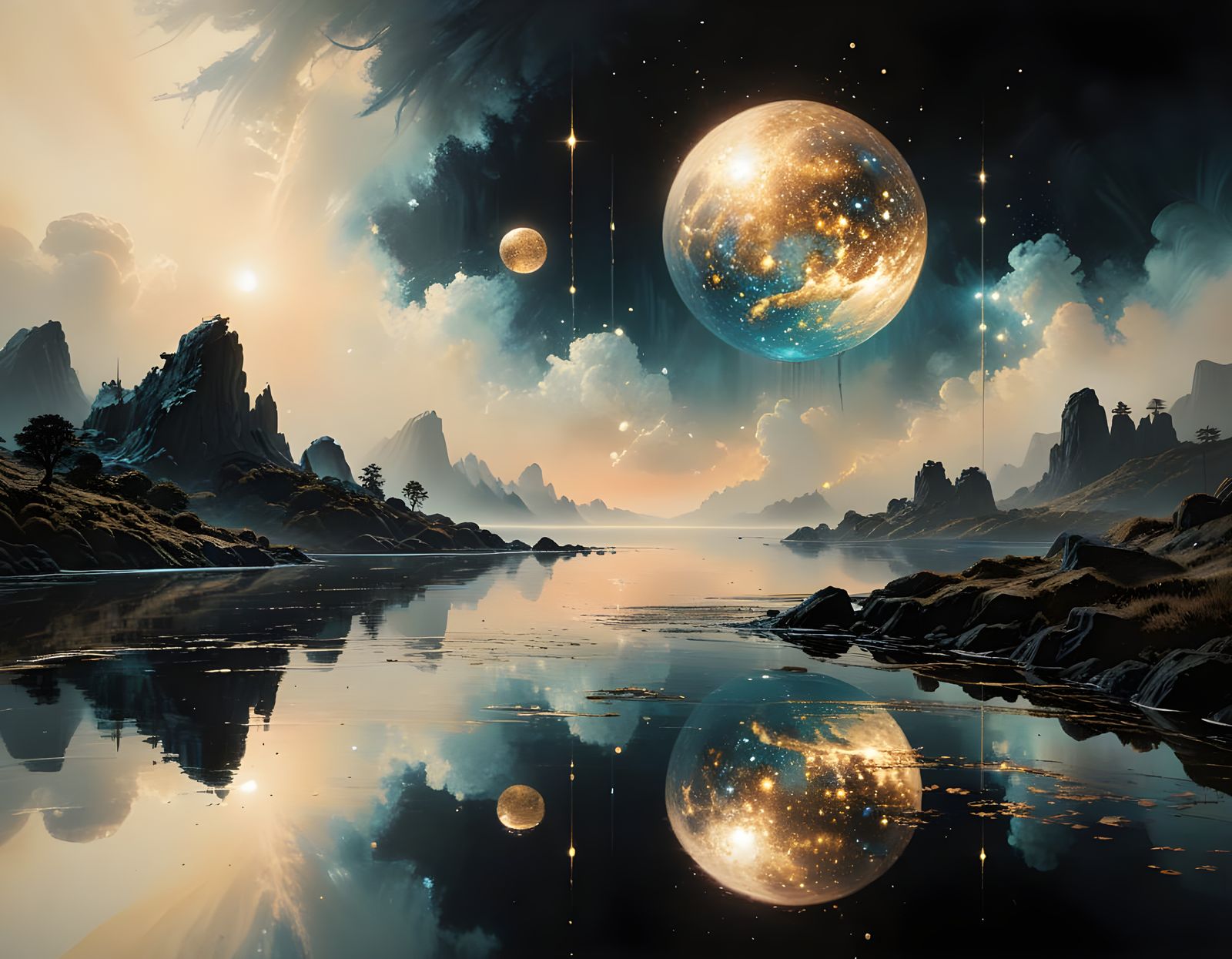 Bioluminescent Landscape: Soft Impasto Painting with Neon Li...