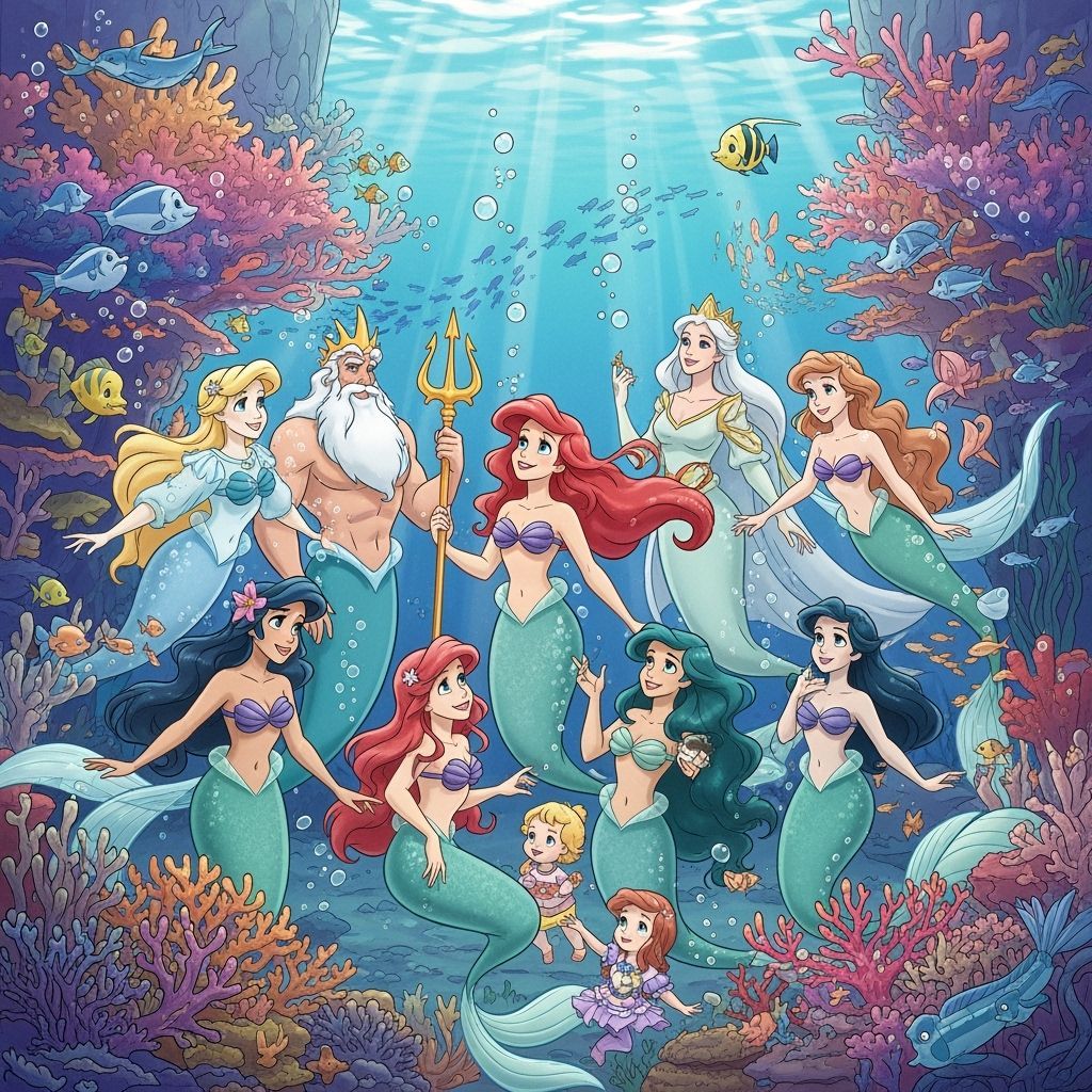 Ariel and Family in Underwater Kingdom, Dreamy Art