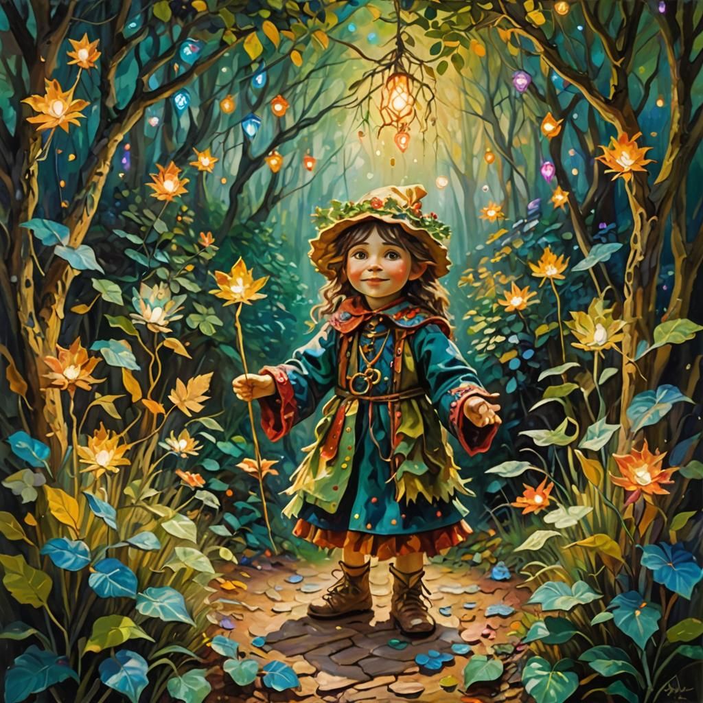 Puppet Druid in Feywilds: Impressionist Oil Painting