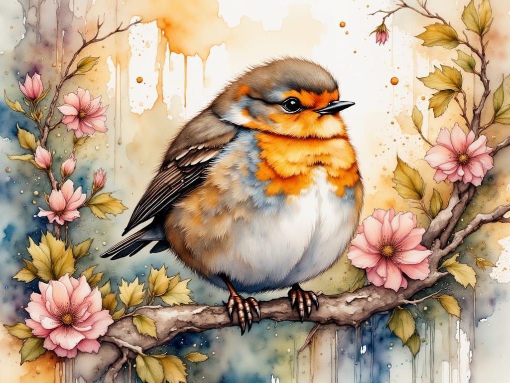 Watercolor Robin Illustration