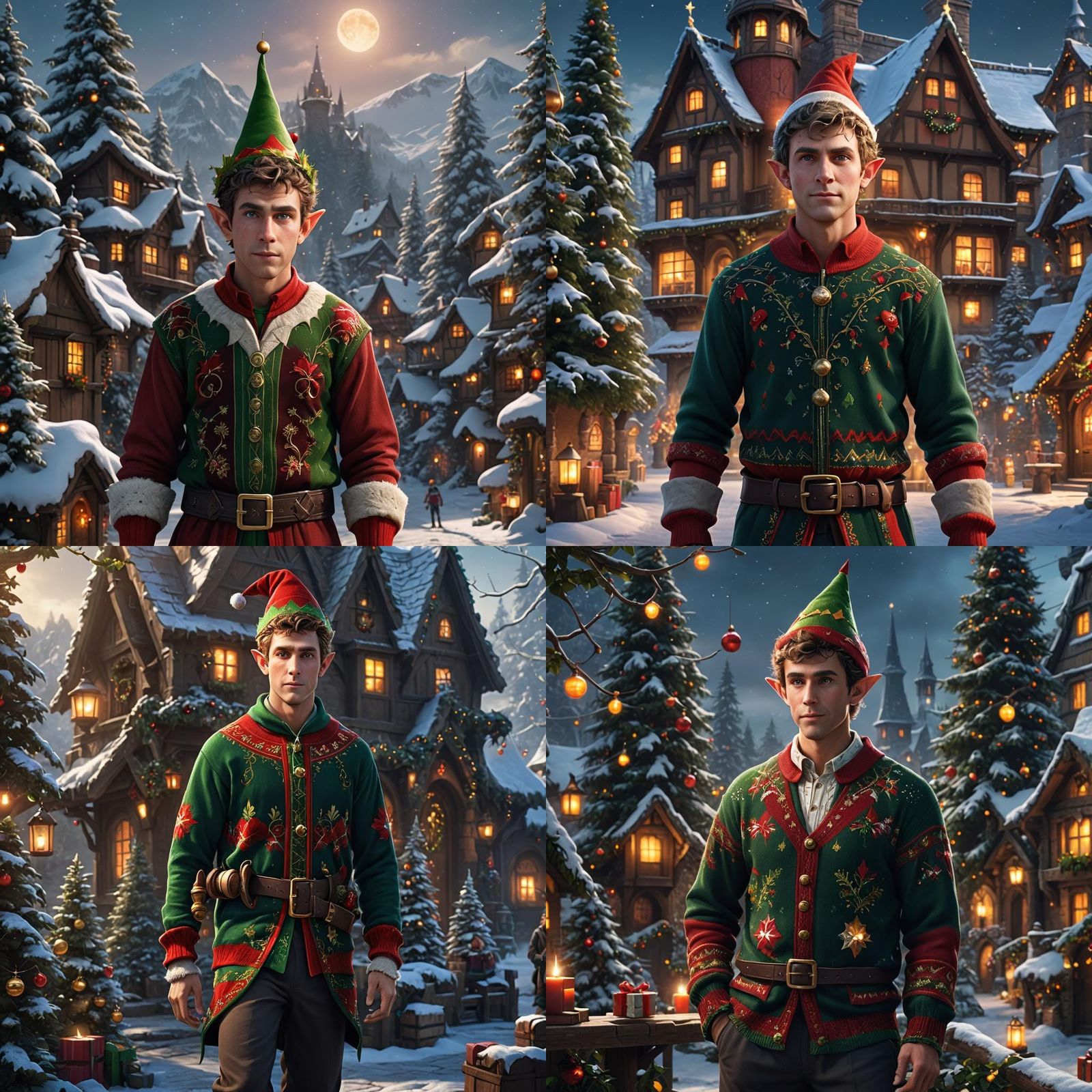 Festive Christmas Elf in Detailed Digital Painting
