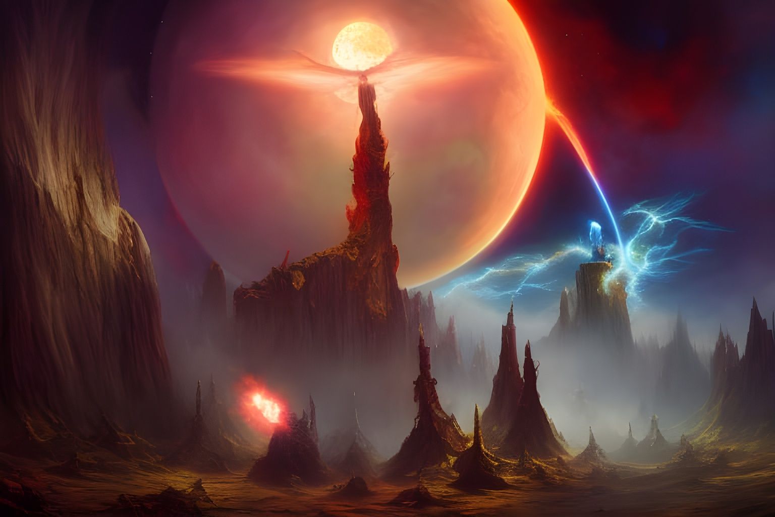 Plasma Fire Void Beings: A Digital Illustration